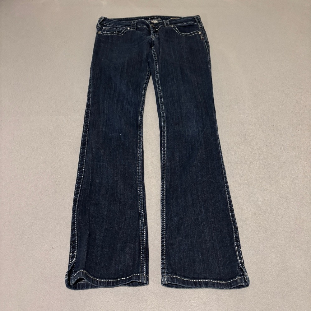 Silver Jeans McKenzie Womens Slim Bootcut 29X34 Dark Wash Contrast Stitch